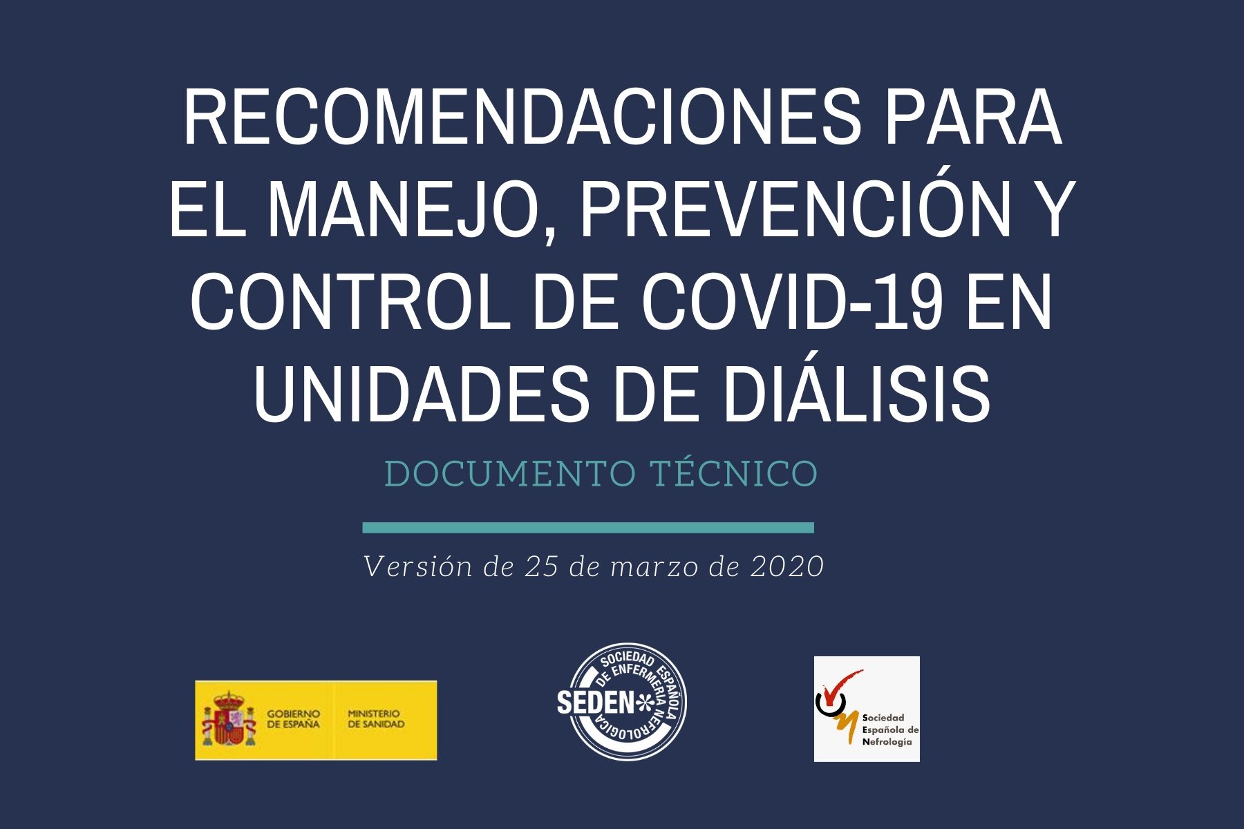 Recomendaciones para el manejo, prevención y control de COVID-19 en Unidades de Diálisis